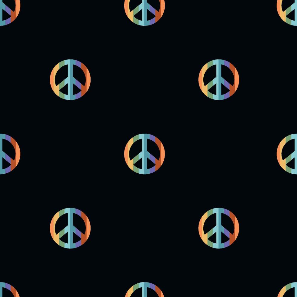 Vector flat hand drawn seamless pattern with pacific, peace symbol. Flat vector hippy boho illustration