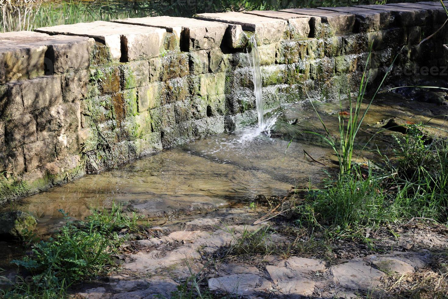 High wall made of stone and concrete. photo