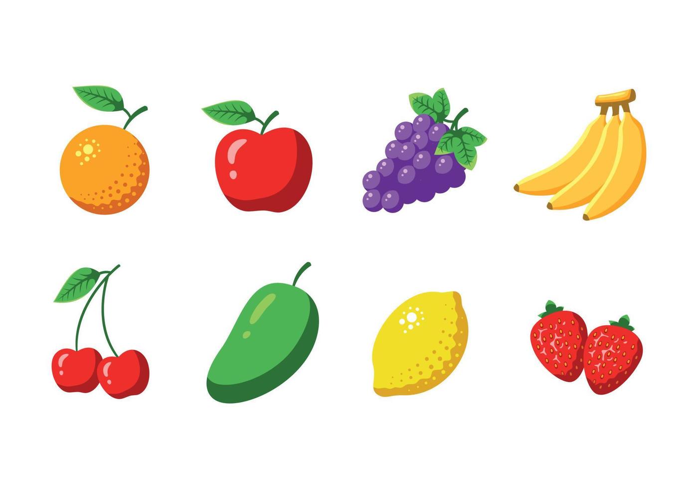 Flat Design Fruit Collection Set vector