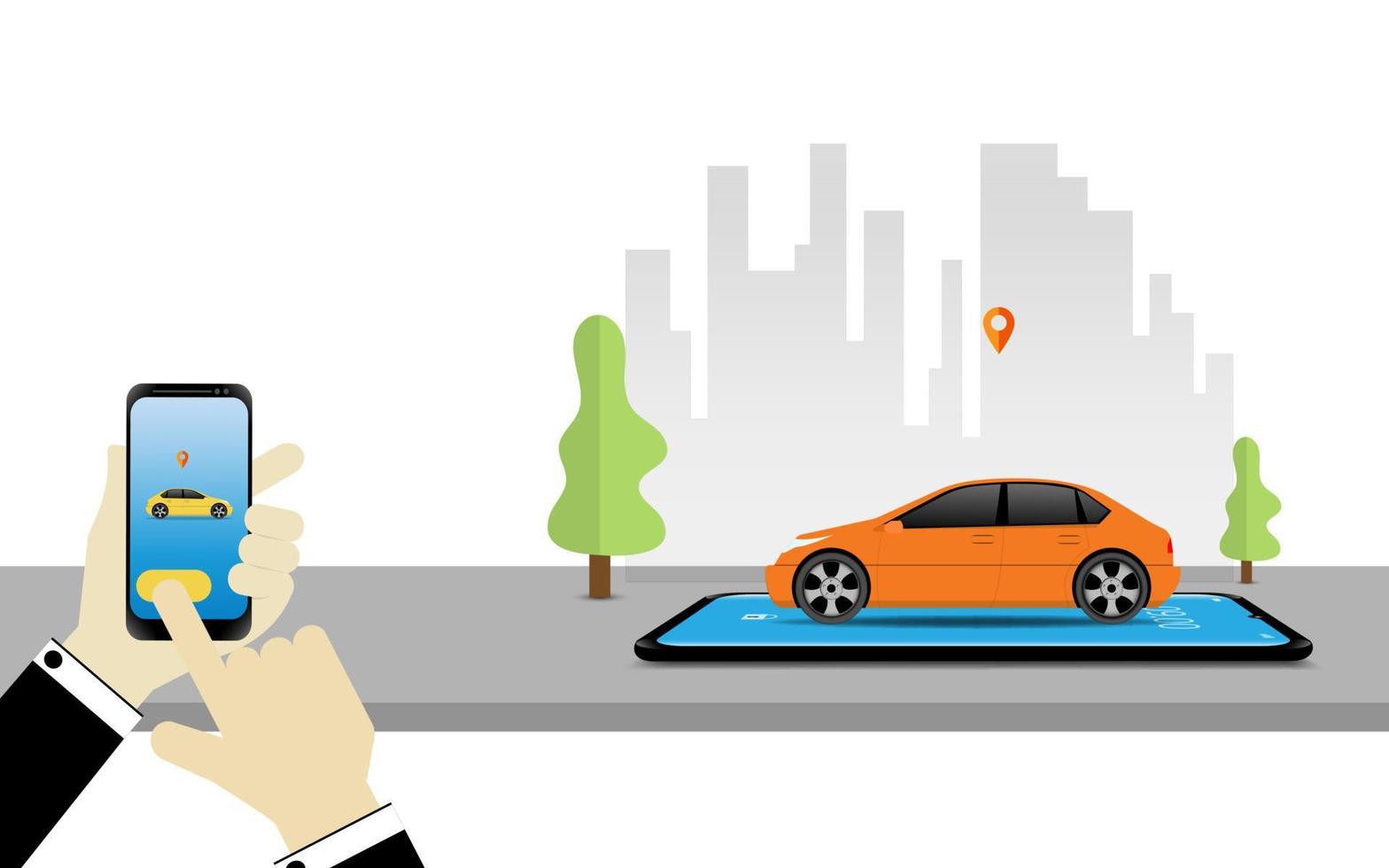 Car Sharing service concept using smartphone vector illustration