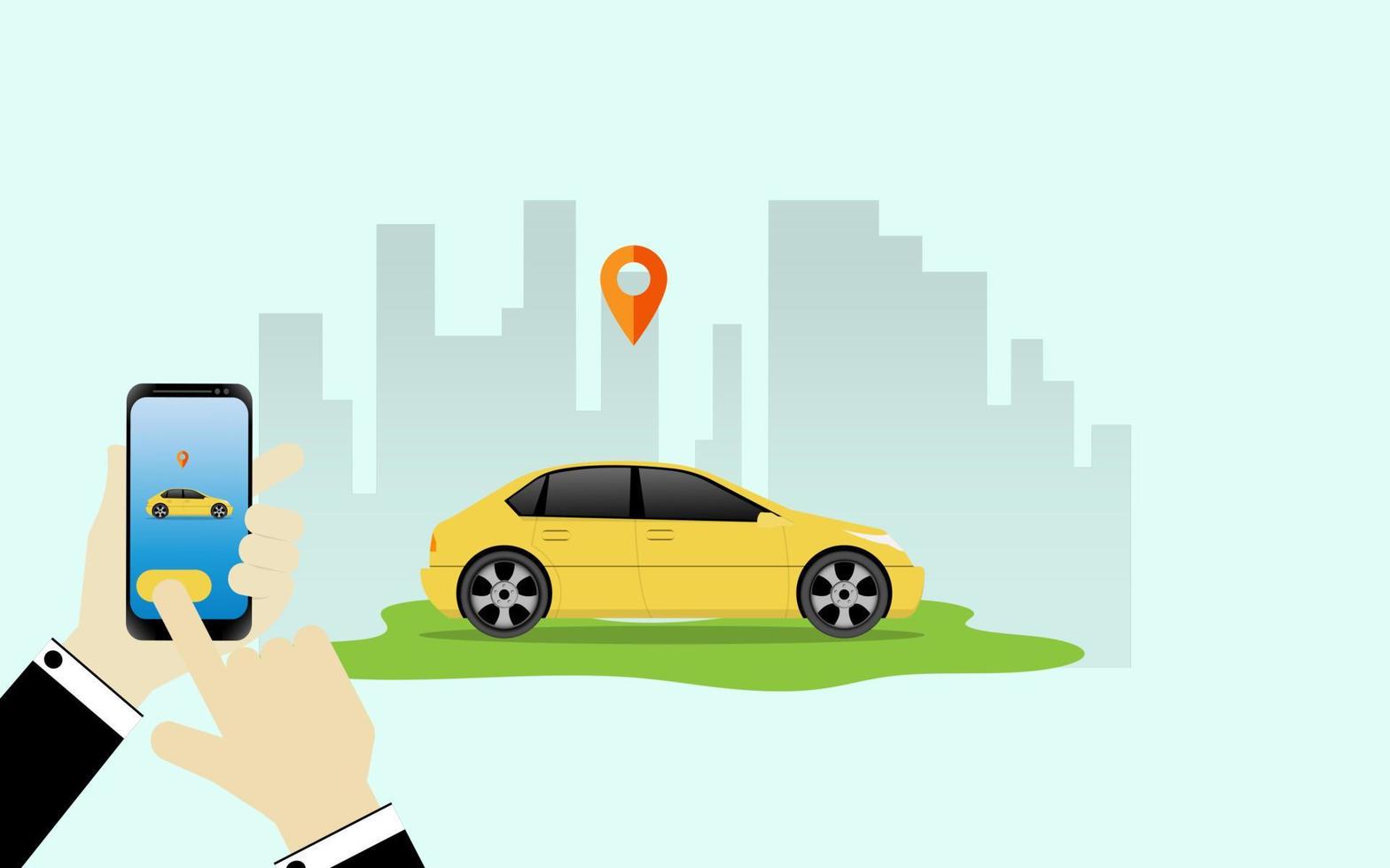 Car Sharing service concept using smartphone vector illustration