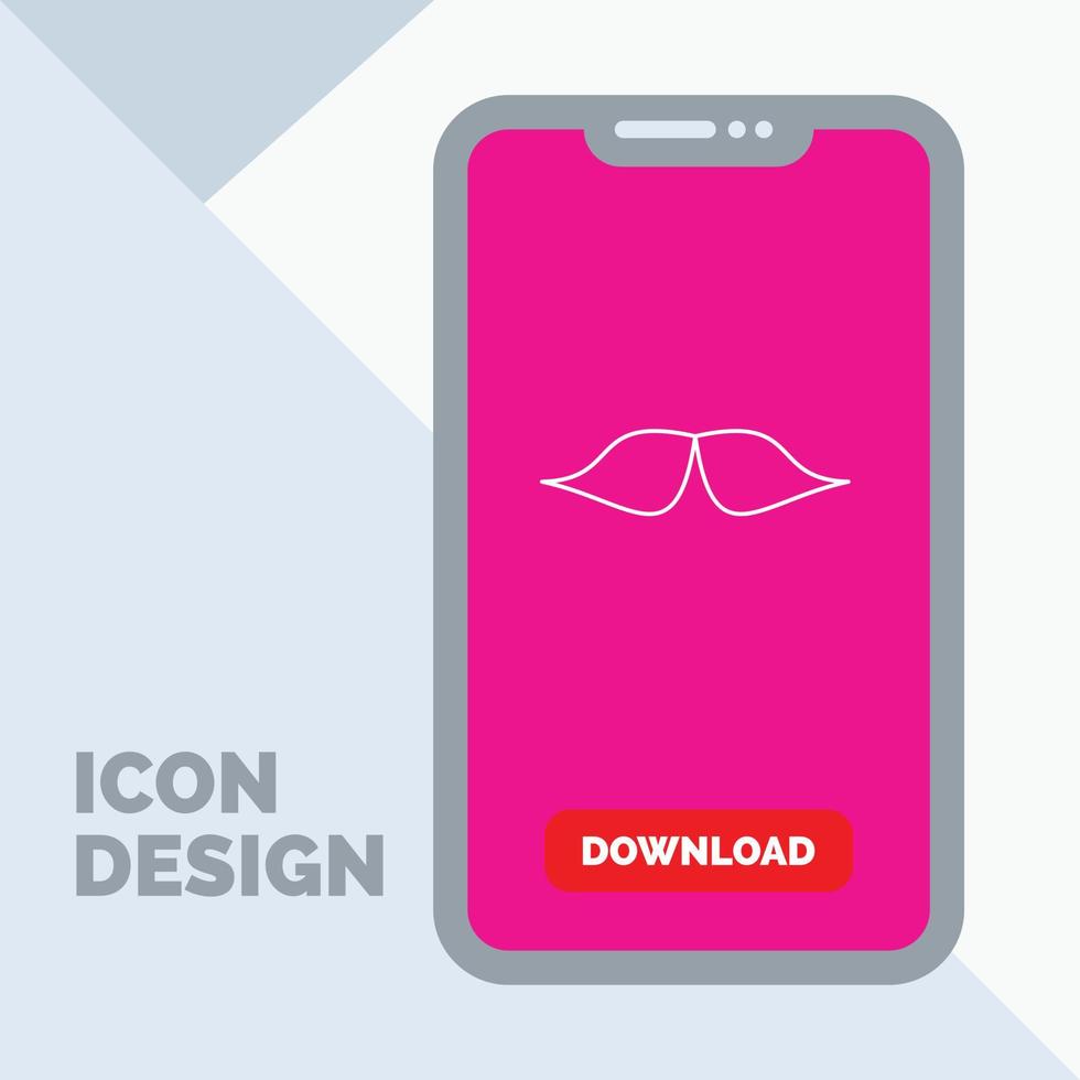 moustache. Hipster. movember. male. men Line Icon in Mobile for Download Page vector