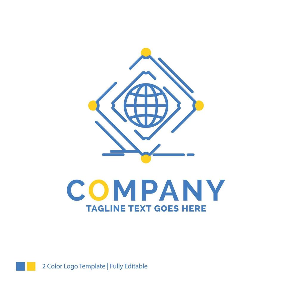 Complex. global. internet. net. web Blue Yellow Business Logo template. Creative Design Template Place for Tagline. vector