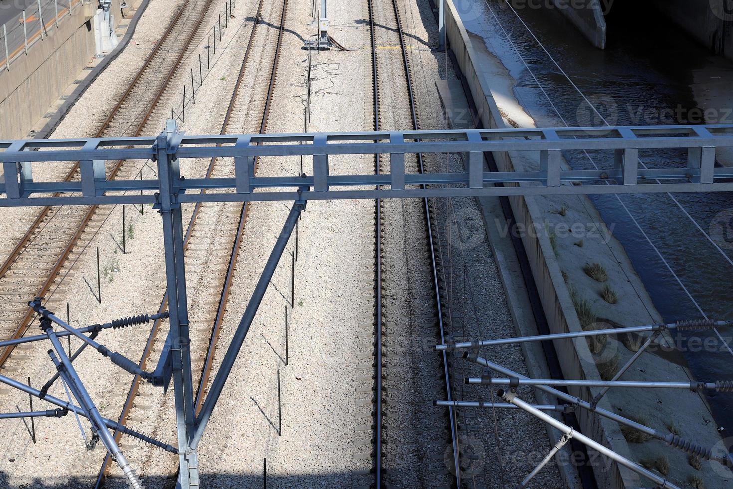 Railroad Tracks and Railway Cars in Israel. photo