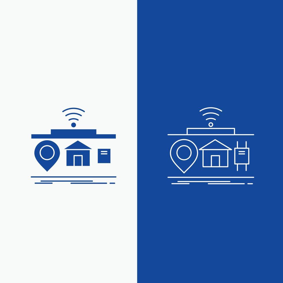 IOT. gadgets. internet. of. things Line and Glyph web Button in Blue color Vertical Banner for UI and UX. website or mobile application vector