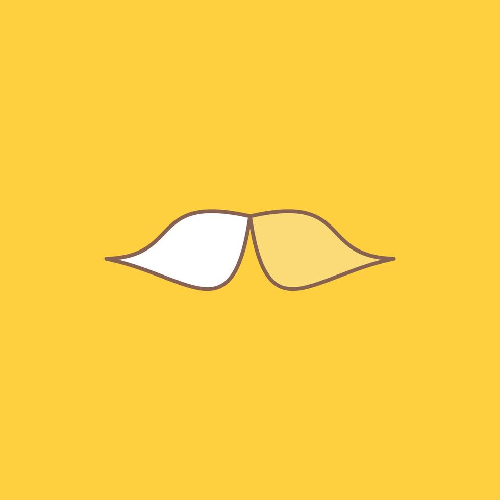 moustache. Hipster. movember. male. men Flat Line Filled Icon. Beautiful Logo button over yellow background for UI and UX. website or mobile application vector