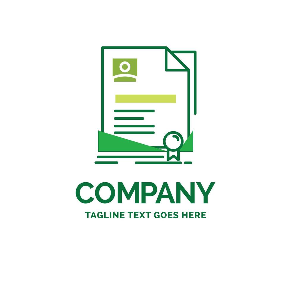 Contract. badge. Business. agreement. certificate Flat Business Logo template. Creative Green Brand Name Design. vector