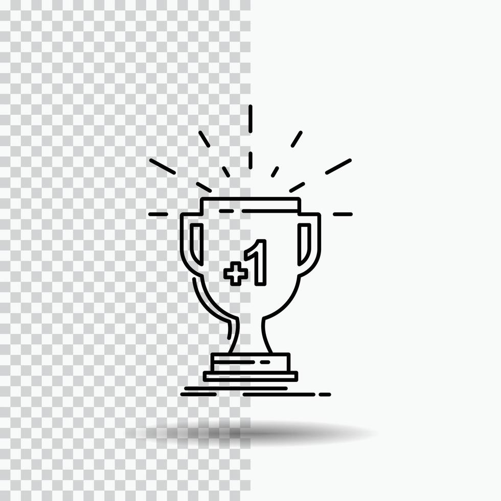 award. trophy. win. prize. first Line Icon on Transparent Background. Black Icon Vector Illustration