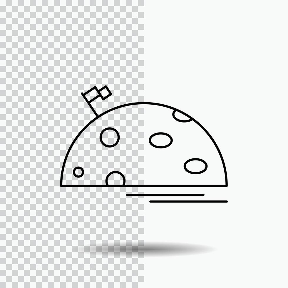 planeta. espacio. luna. bandera. Icono de línea de Marte sobre fondo transparente. ilustración de vector de icono negro