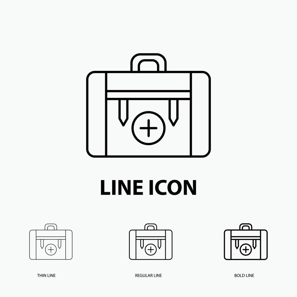 bag. camping. health. hiking. luggage Icon in Thin. Regular and Bold Line Style. Vector illustration