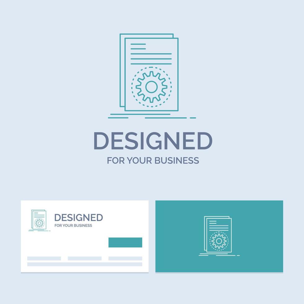 código. ejecutable. expediente. correr. script business logo línea icono símbolo para su negocio. tarjetas de visita turquesa con plantilla de logotipo de marca vector