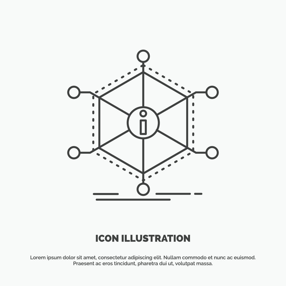 Data. help. info. information. resources Icon. Line vector gray symbol for UI and UX. website or mobile application