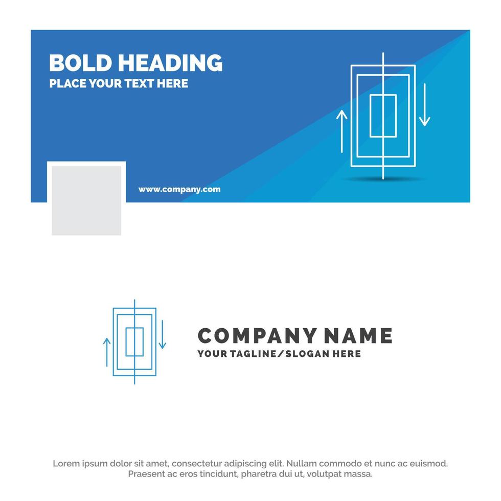 Blue Business Logo Template for sync, synchronization, data, phone, smartphone. Facebook Timeline Banner Design. vector web banner background illustration