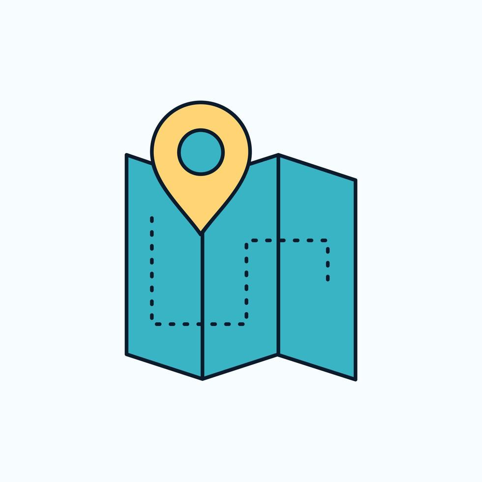 Map. Camping. plan. track. location Flat Icon. green and Yellow sign and symbols for website and Mobile appliation. vector illustration