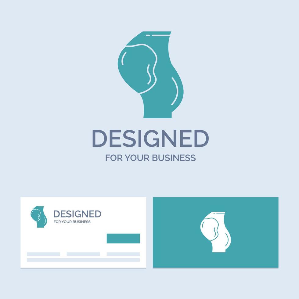 el embarazo. embarazada. bebé. obstetricia. fetus business logo glyph icon símbolo para su negocio. tarjetas de visita turquesas con plantilla de logotipo de marca. vector