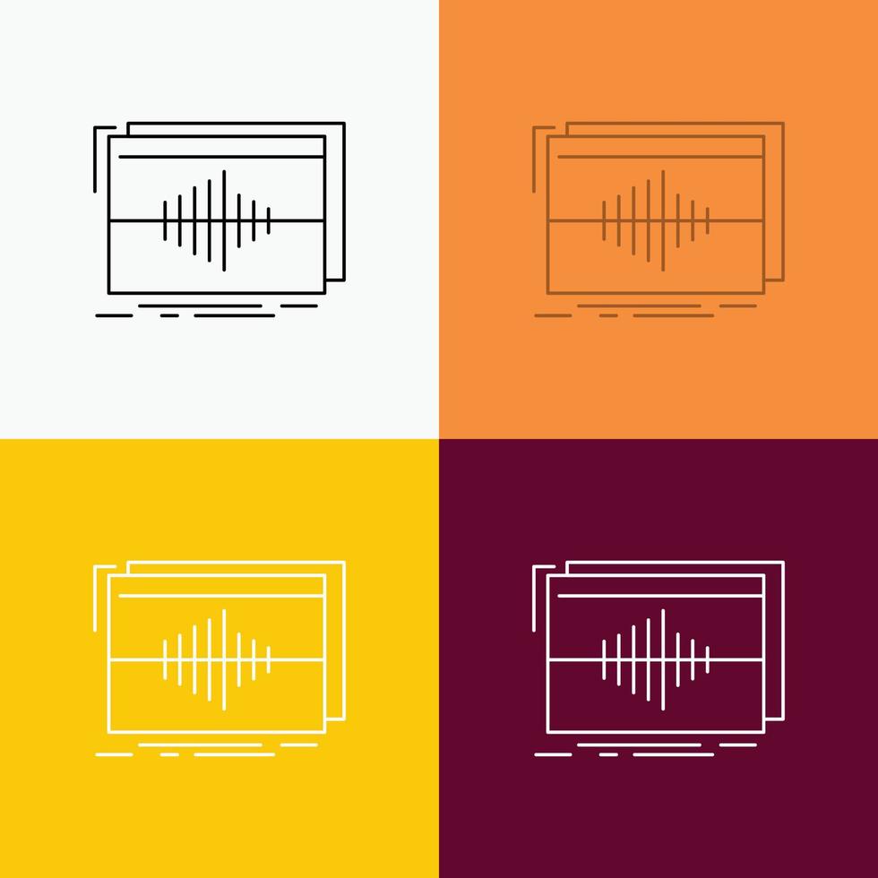 Audio. frequency. hertz. sequence. wave Icon Over Various Background. Line style design. designed for web and app. Eps 10 vector illustration