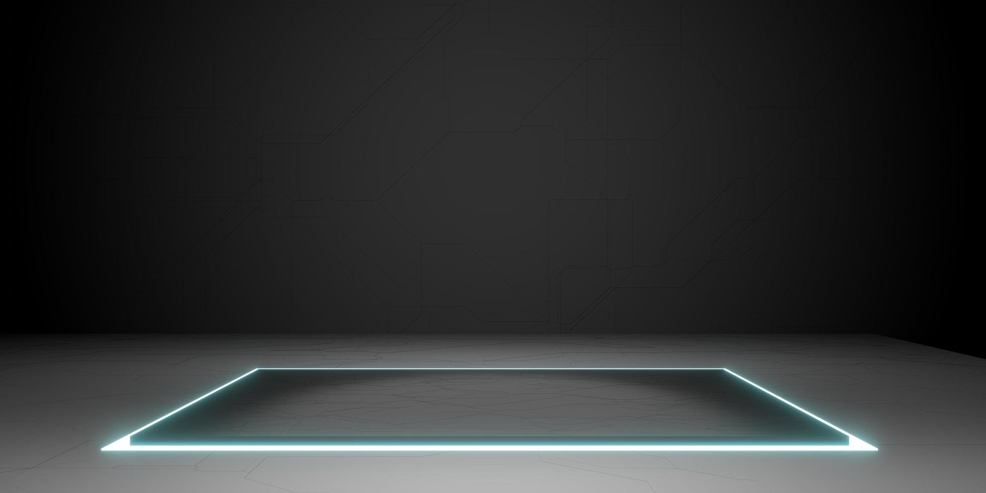 fondo moderno luz láser plataforma de luz de neón estilo tecnológico ilustración 3d foto