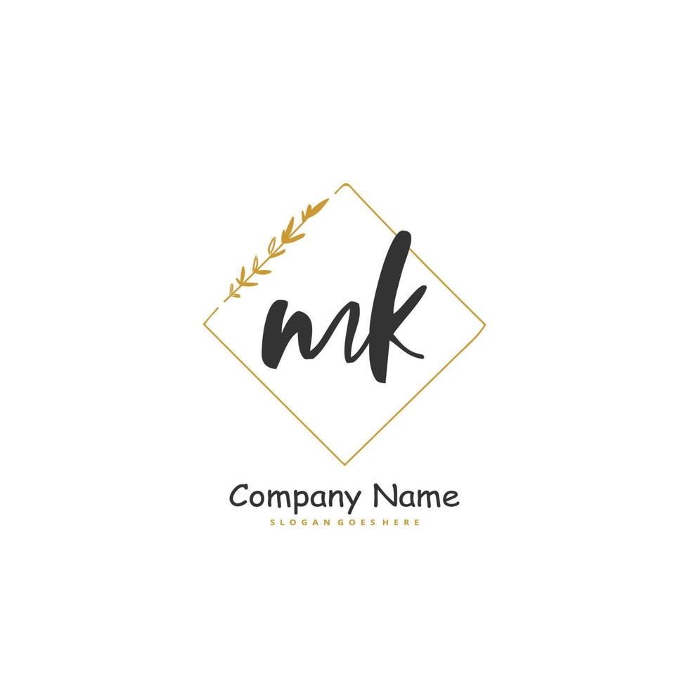 MK Initial handwriting and signature logo design with circle. Beautiful design handwritten logo for fashion, team, wedding, luxury logo. vector