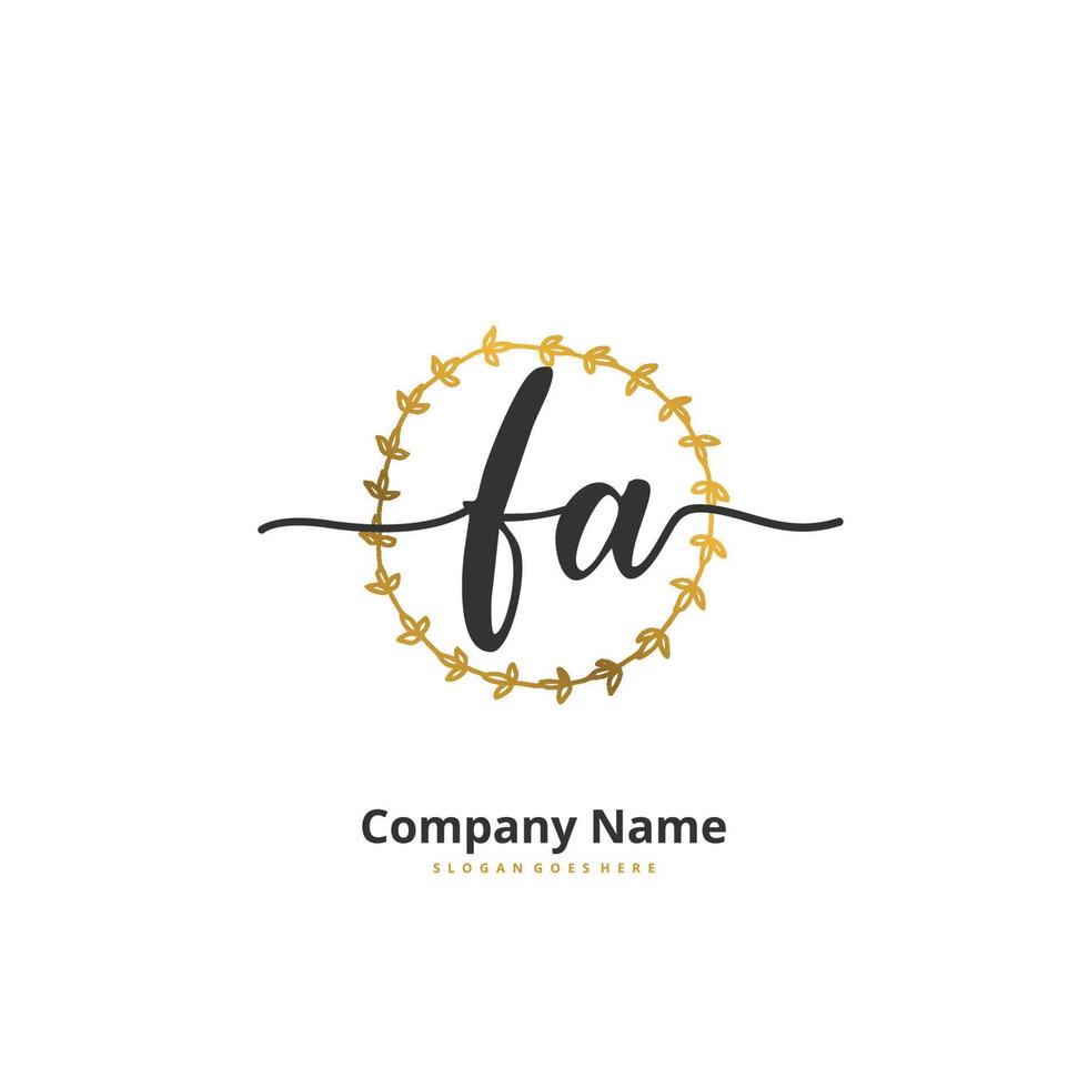 FA Initial handwriting and signature logo design with circle. Beautiful design handwritten logo for fashion, team, wedding, luxury logo. vector