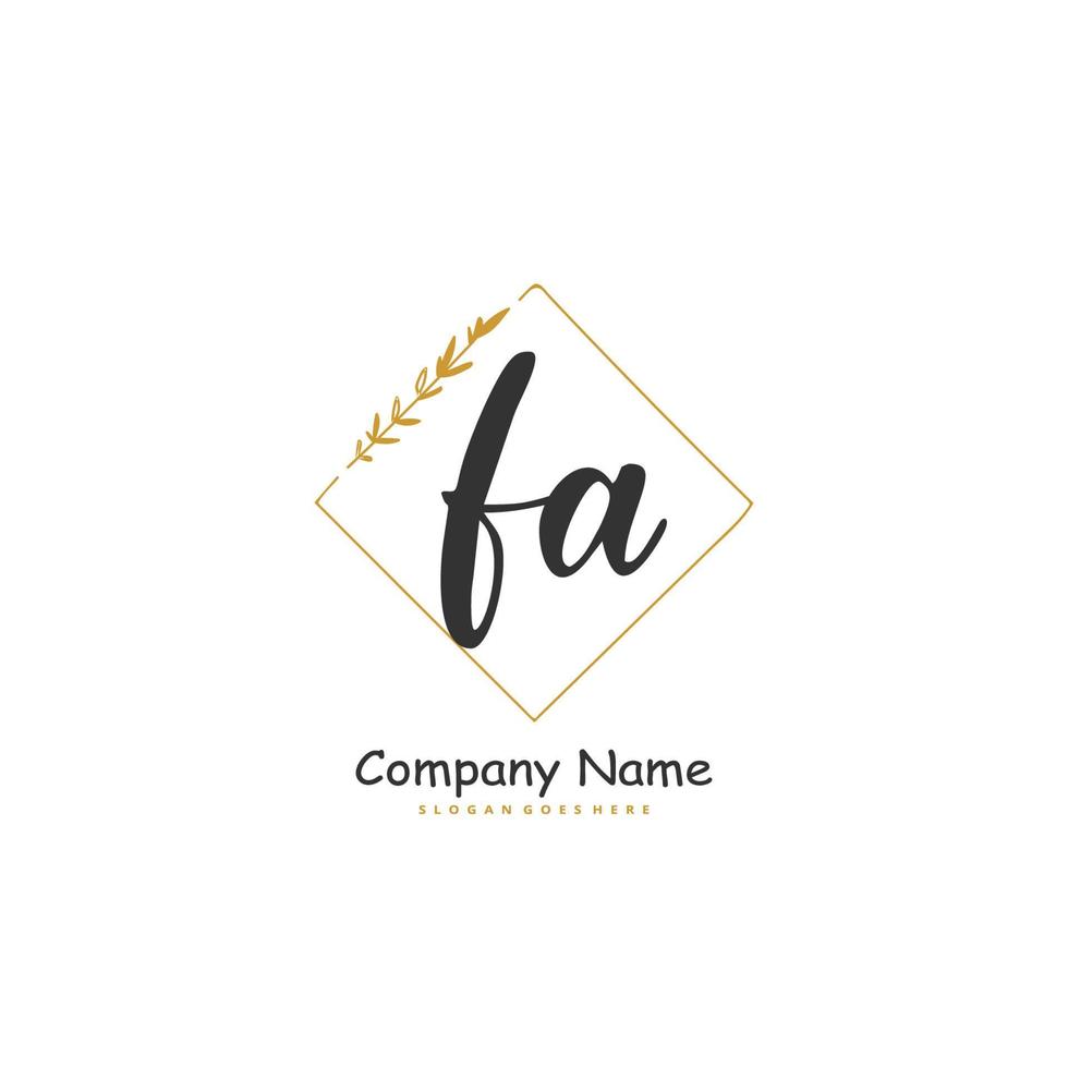 fa escritura inicial a mano y diseño de logotipo de firma con círculo. hermoso diseño de logotipo escrito a mano para moda, equipo, boda, logotipo de lujo. vector