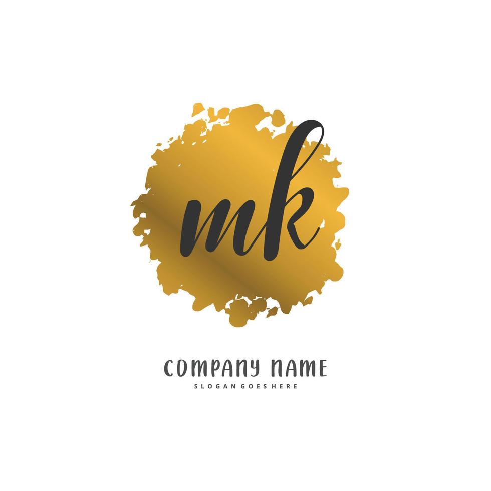 MK Initial handwriting and signature logo design with circle. Beautiful design handwritten logo for fashion, team, wedding, luxury logo. vector