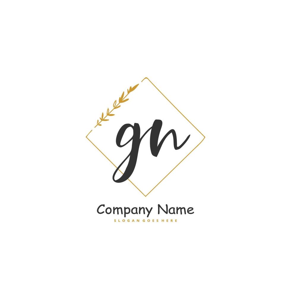 gn escritura a mano inicial y diseño de logotipo de firma con círculo. hermoso diseño de logotipo escrito a mano para moda, equipo, boda, logotipo de lujo. vector