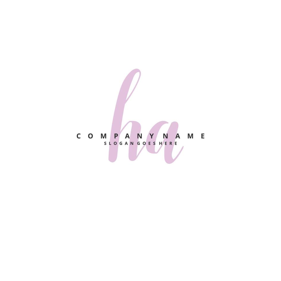 HA Initial handwriting and signature logo design with circle. Beautiful design handwritten logo for fashion, team, wedding, luxury logo. vector