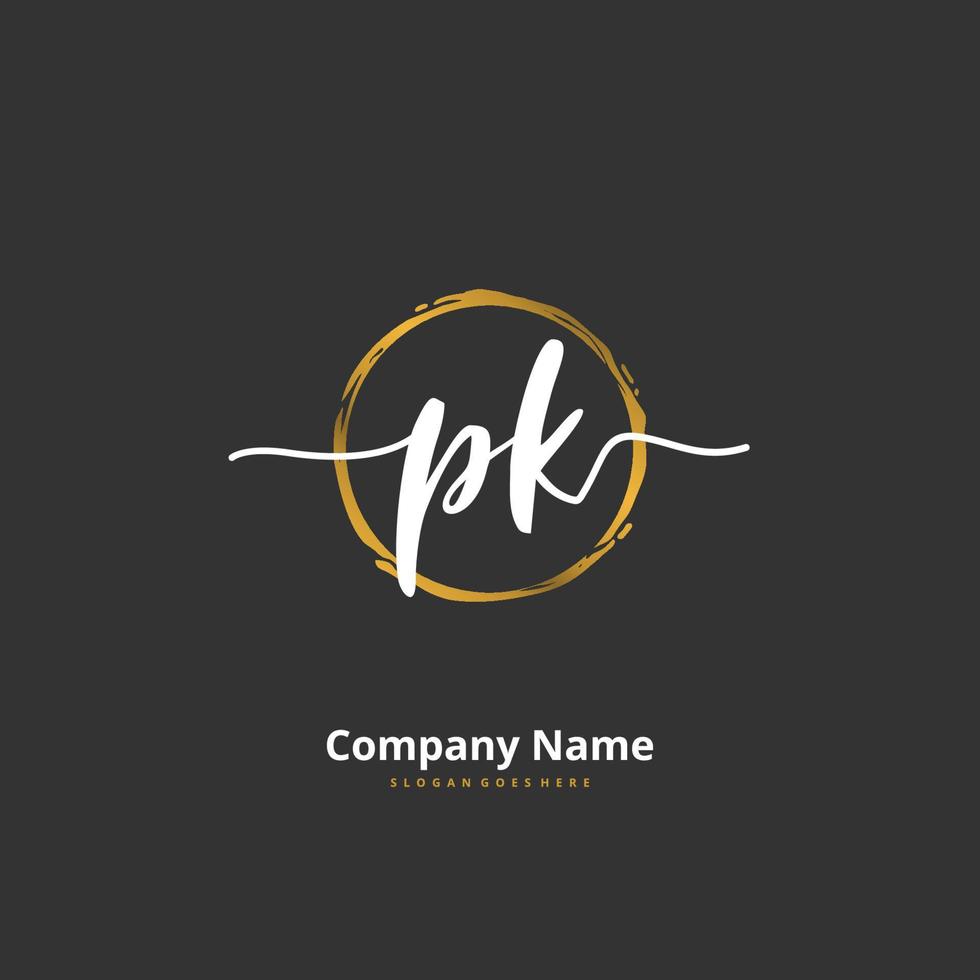 PK Initial handwriting and signature logo design with circle. Beautiful design handwritten logo for fashion, team, wedding, luxury logo. vector