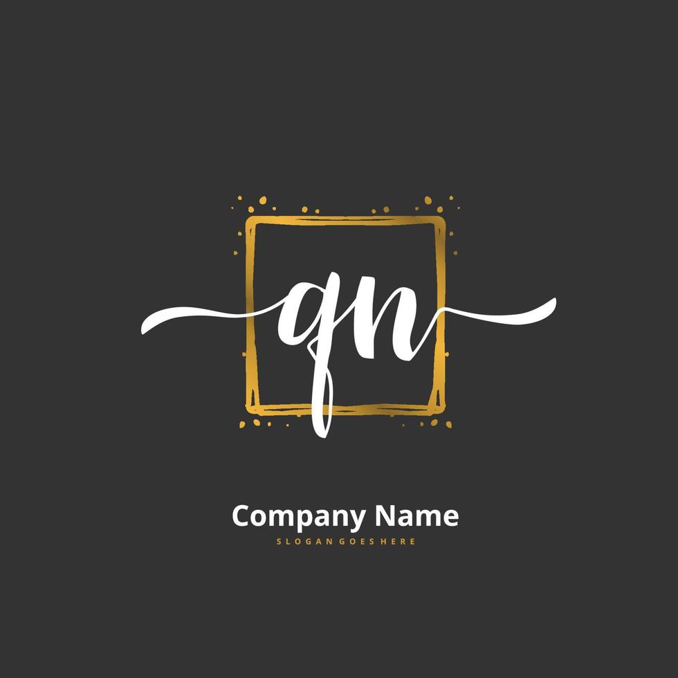 QN Initial handwriting and signature logo design with circle. Beautiful design handwritten logo for fashion, team, wedding, luxury logo. vector