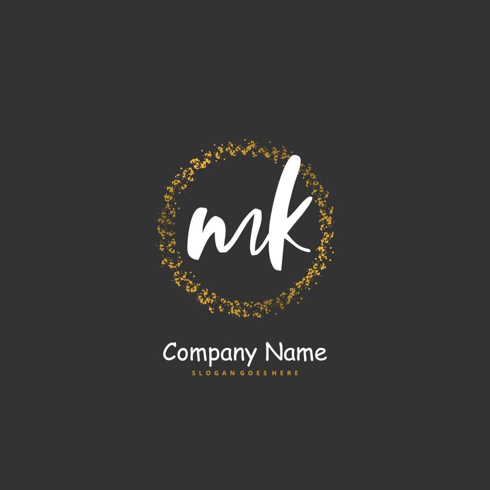 MK Initial handwriting and signature logo design with circle. Beautiful design handwritten logo for fashion, team, wedding, luxury logo. vector