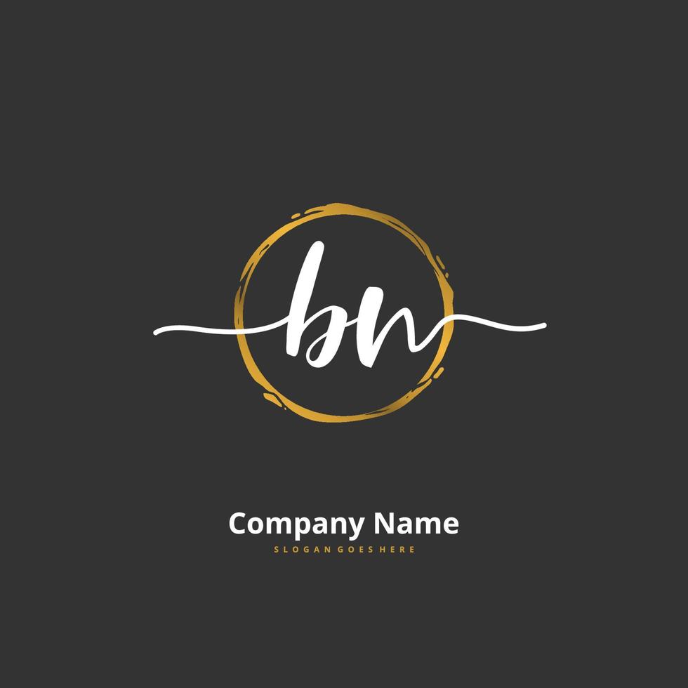 BN Initial handwriting and signature logo design with circle. Beautiful design handwritten logo for fashion, team, wedding, luxury logo. vector