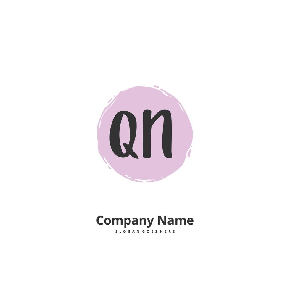 QN Initial handwriting and signature logo design with circle. Beautiful design handwritten logo for fashion, team, wedding, luxury logo. vector