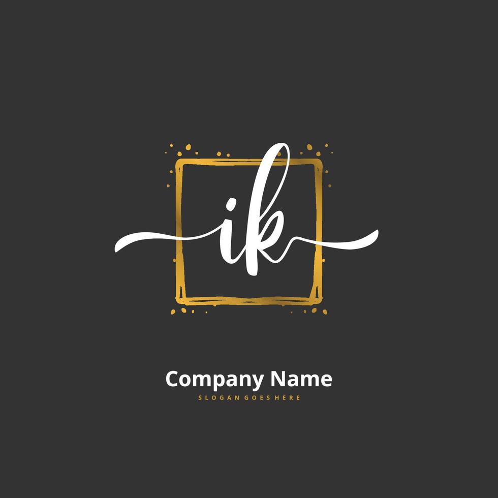 IK Initial handwriting and signature logo design with circle. Beautiful design handwritten logo for fashion, team, wedding, luxury logo. vector