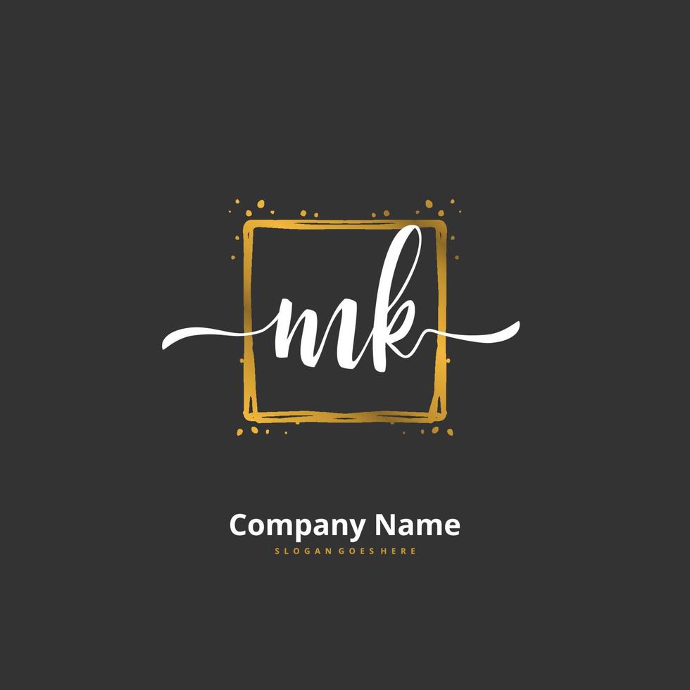 MK Initial handwriting and signature logo design with circle. Beautiful design handwritten logo for fashion, team, wedding, luxury logo. vector