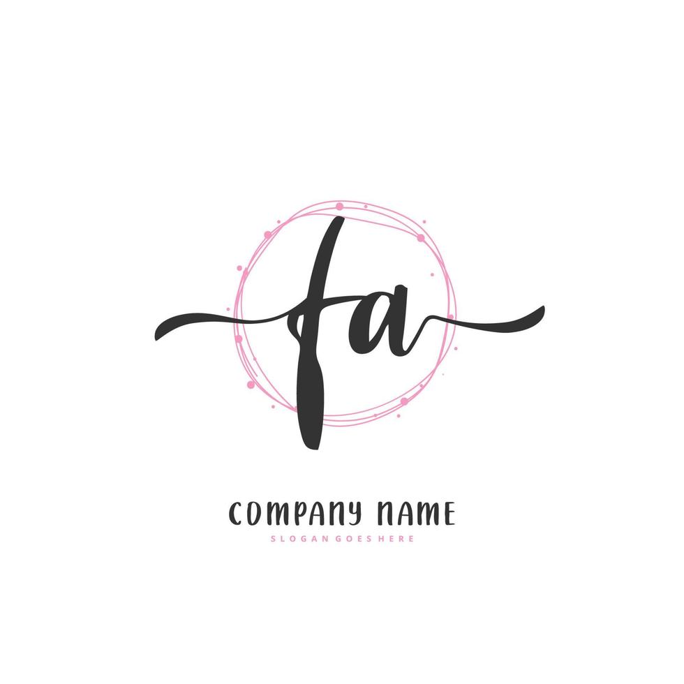 FA Initial handwriting and signature logo design with circle. Beautiful design handwritten logo for fashion, team, wedding, luxury logo. vector