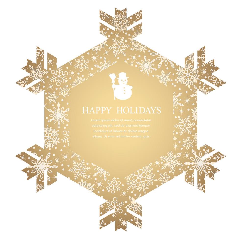 Happy Holidays Vector Snowflake Shape Frame Illustration With Snowflakes And Text Space.