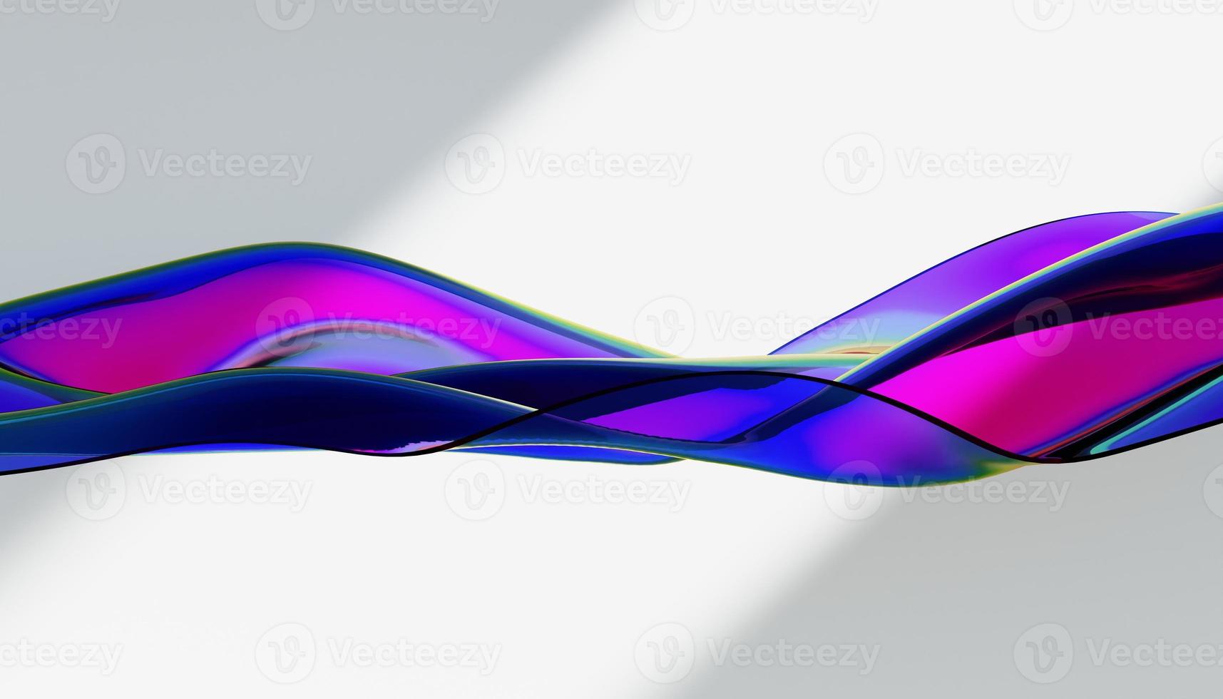 Cloth fabric gradient waves abstract background. Iridescent glass wavy surface. Liquid surface, ripples, reflections. 3d render illustration photo