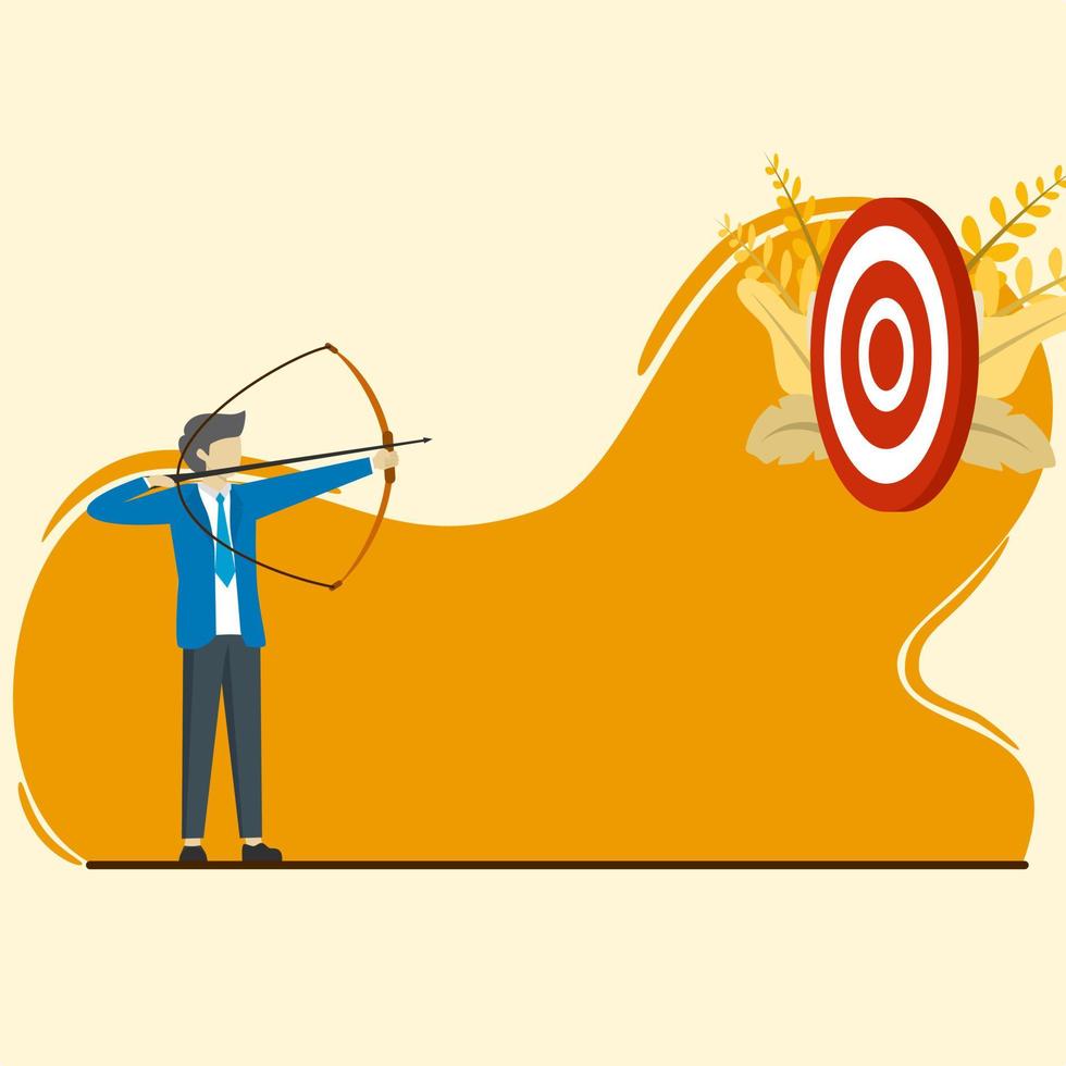 the concept of targeting a goal in business, business profit or efficiency to succeed and achieve the target. smart businessman shooting target vector