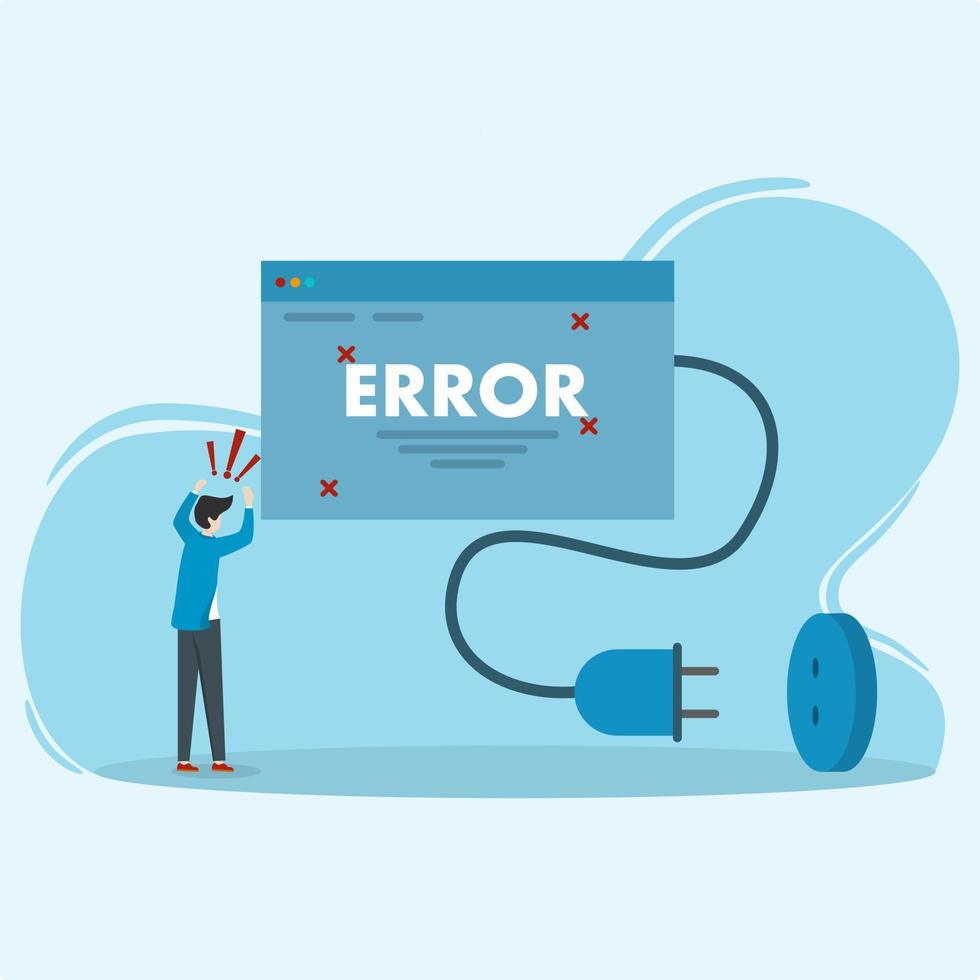 Draft Error or draft page is not available. angry businessman character because an error occurred. vector