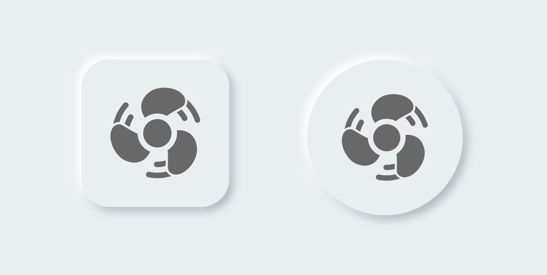 Fan solid icon in neomorphic design style. Cooler signs vector illustration.