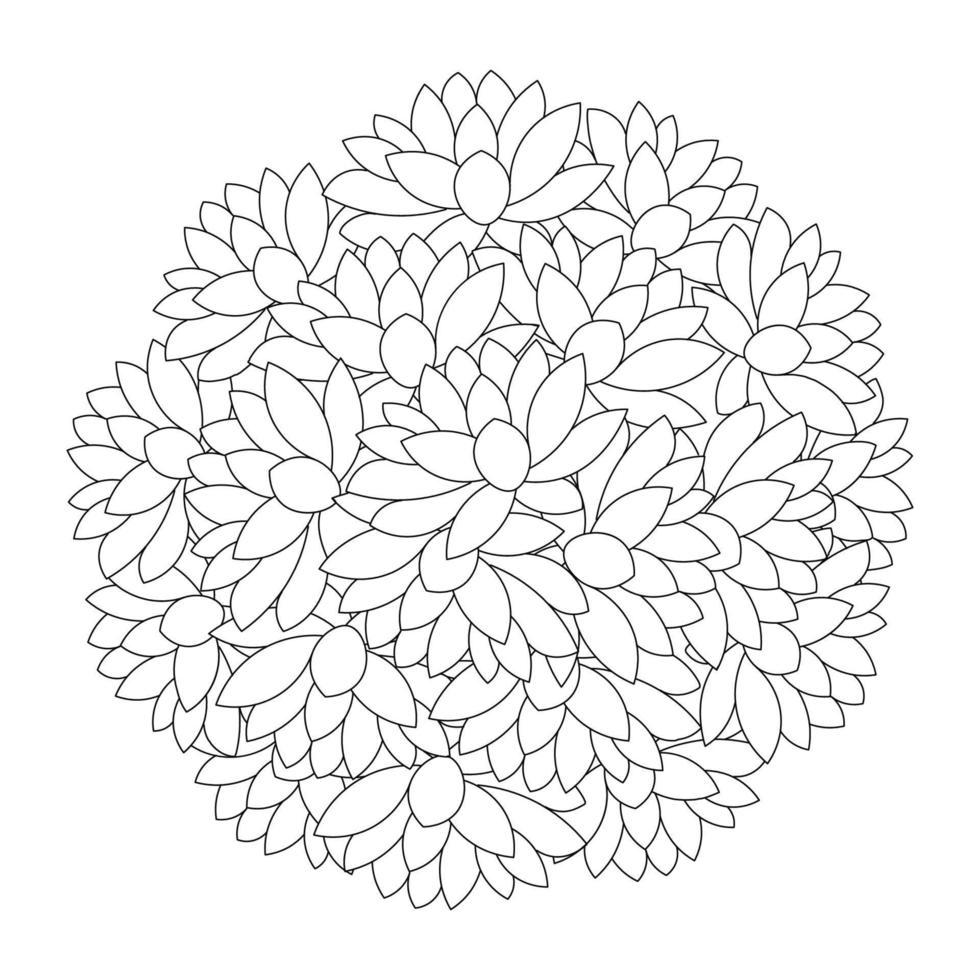 lotus flower coloring page of simplicity artistic drawn with blossom flower on isolated background vector