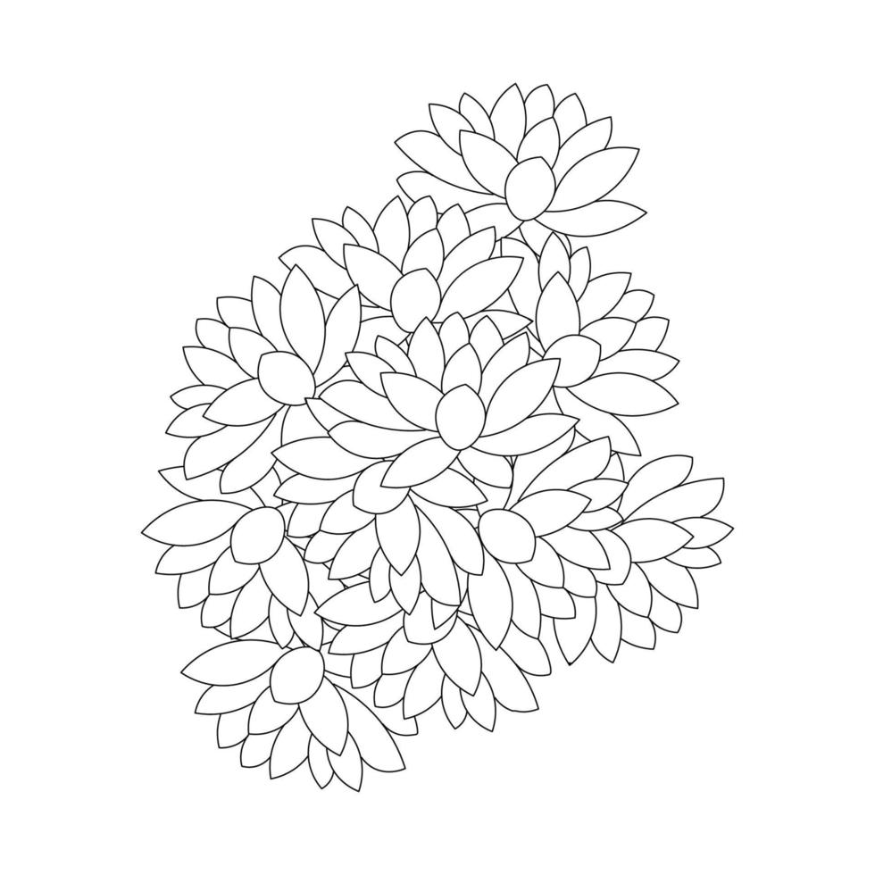 lotus flower coloring page of simplicity artistic drawn with blossom flower on isolated background vector