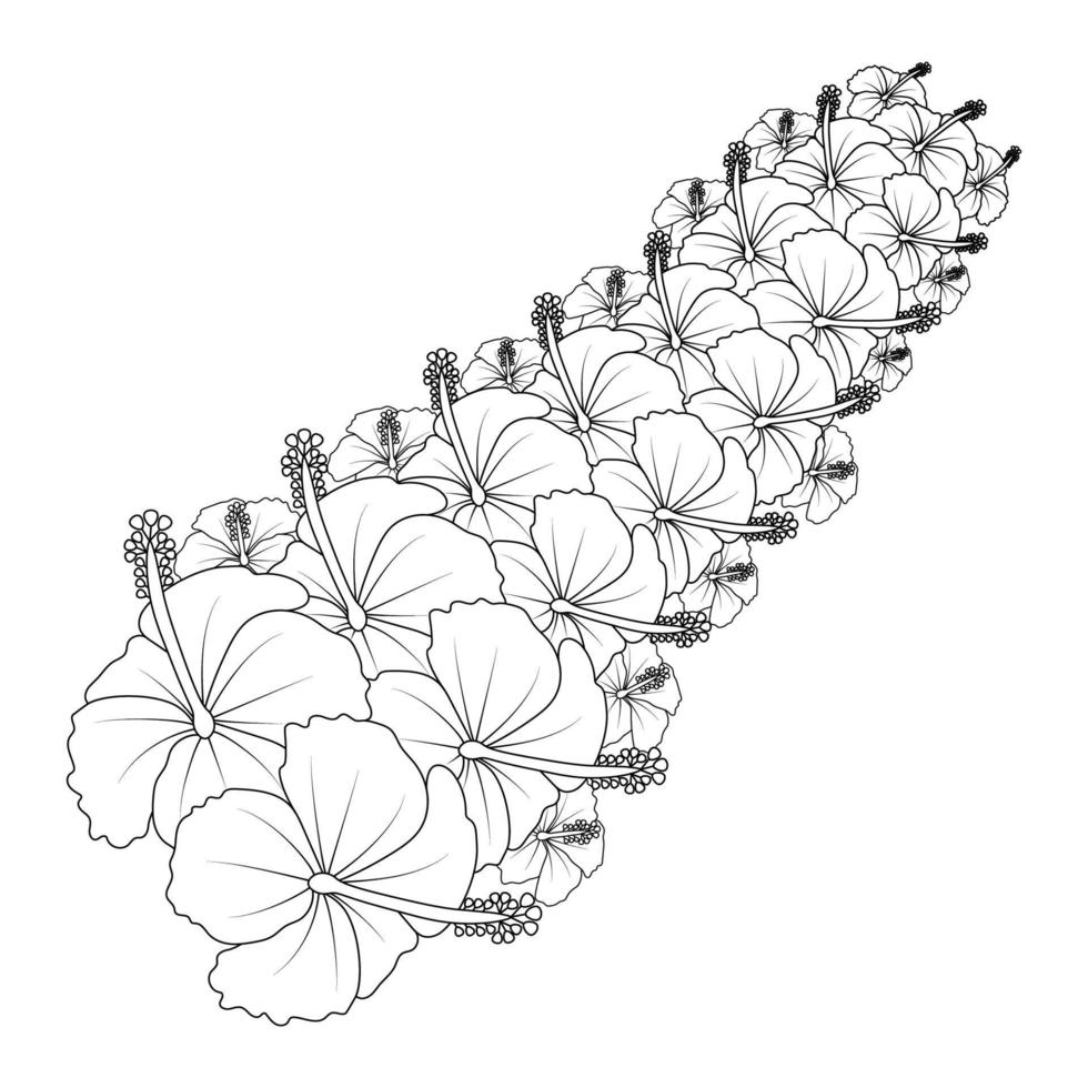 beautiful flowers coloring page with pencil sketch drawing detailed in vector graphic of line art