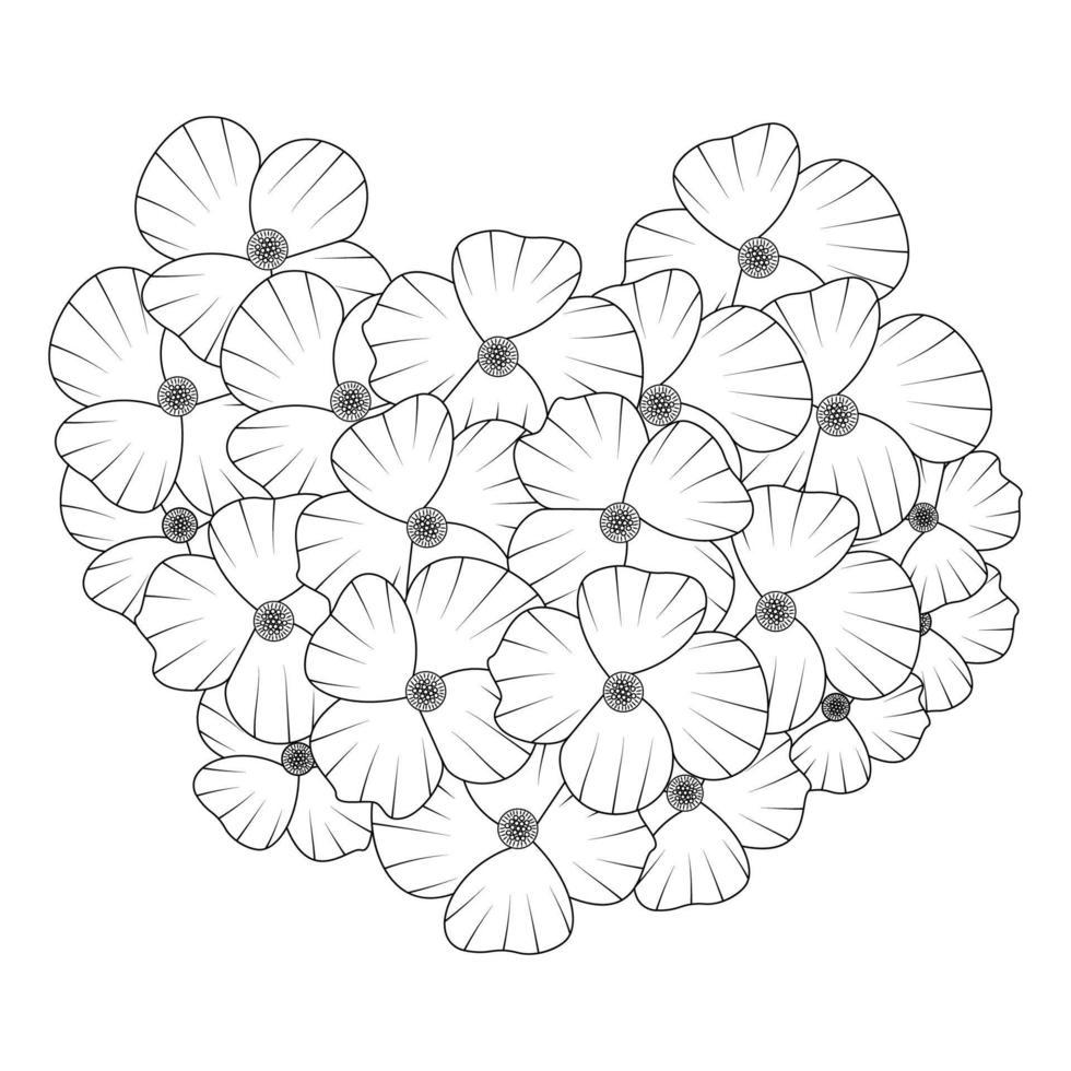 poppy illustration of blossom flower coloring book page line art design of vector graphic design