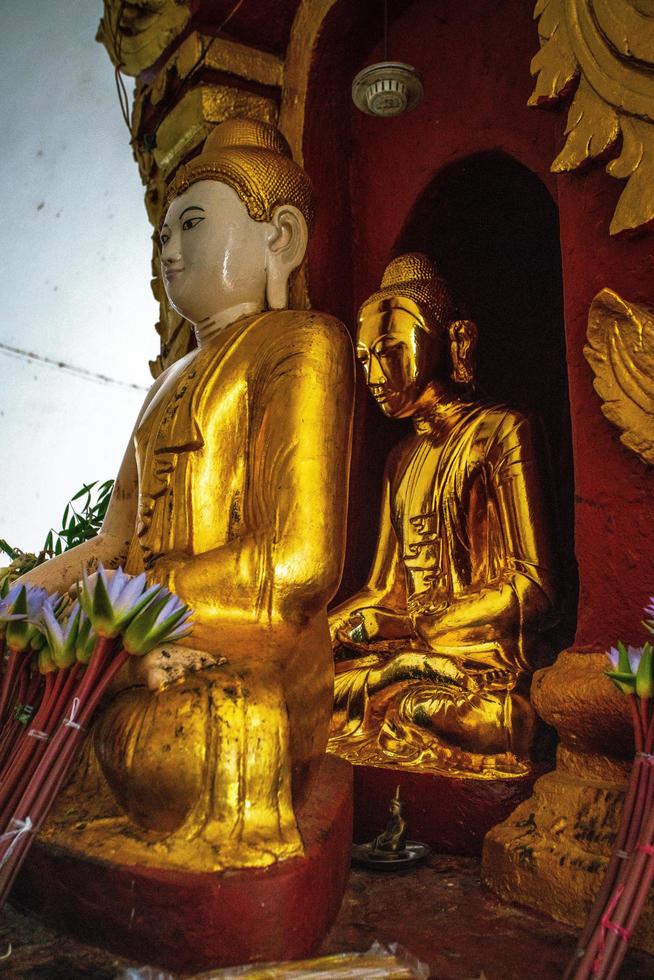 Mingun, Sagaing Region, Myanmar - January 8, 2019 - Buddha image in Hsinbyume Pagoda, or Myatheindan Pagoda, the real image is preserve behind the fake one photo