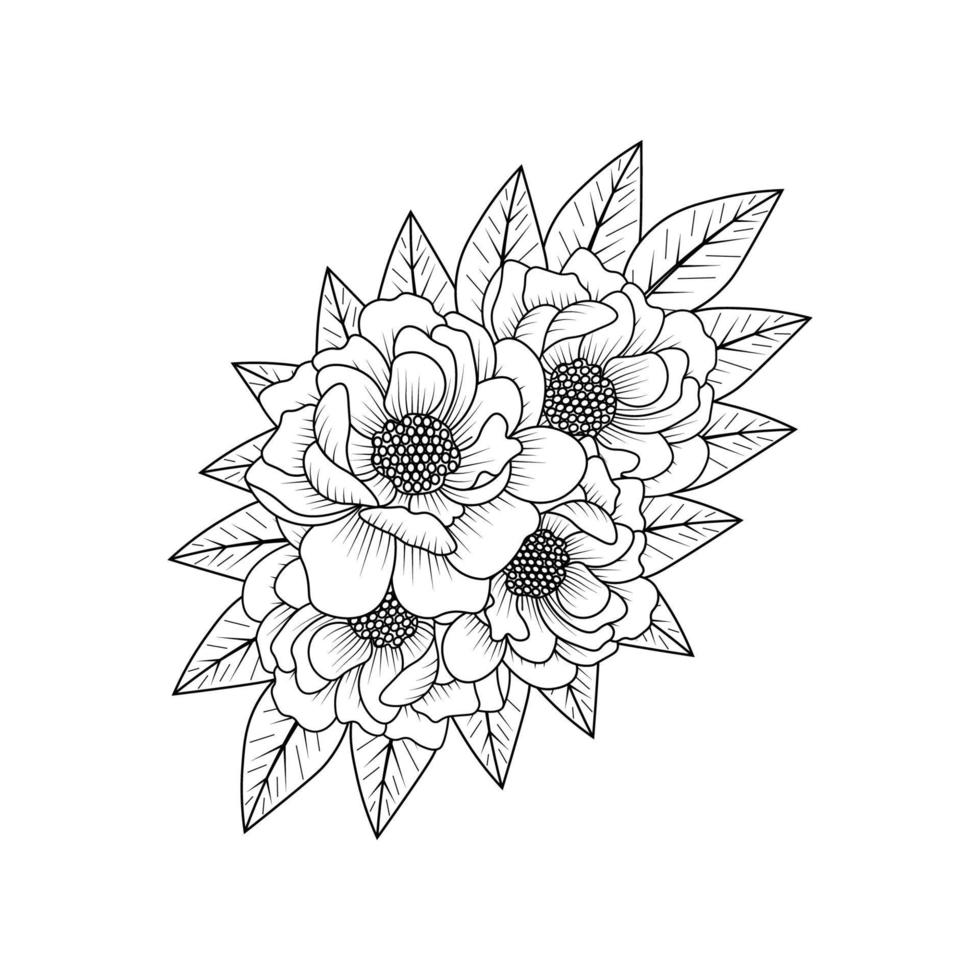 poppies flower line art design of coloring page flower with detailed line art vector graphic
