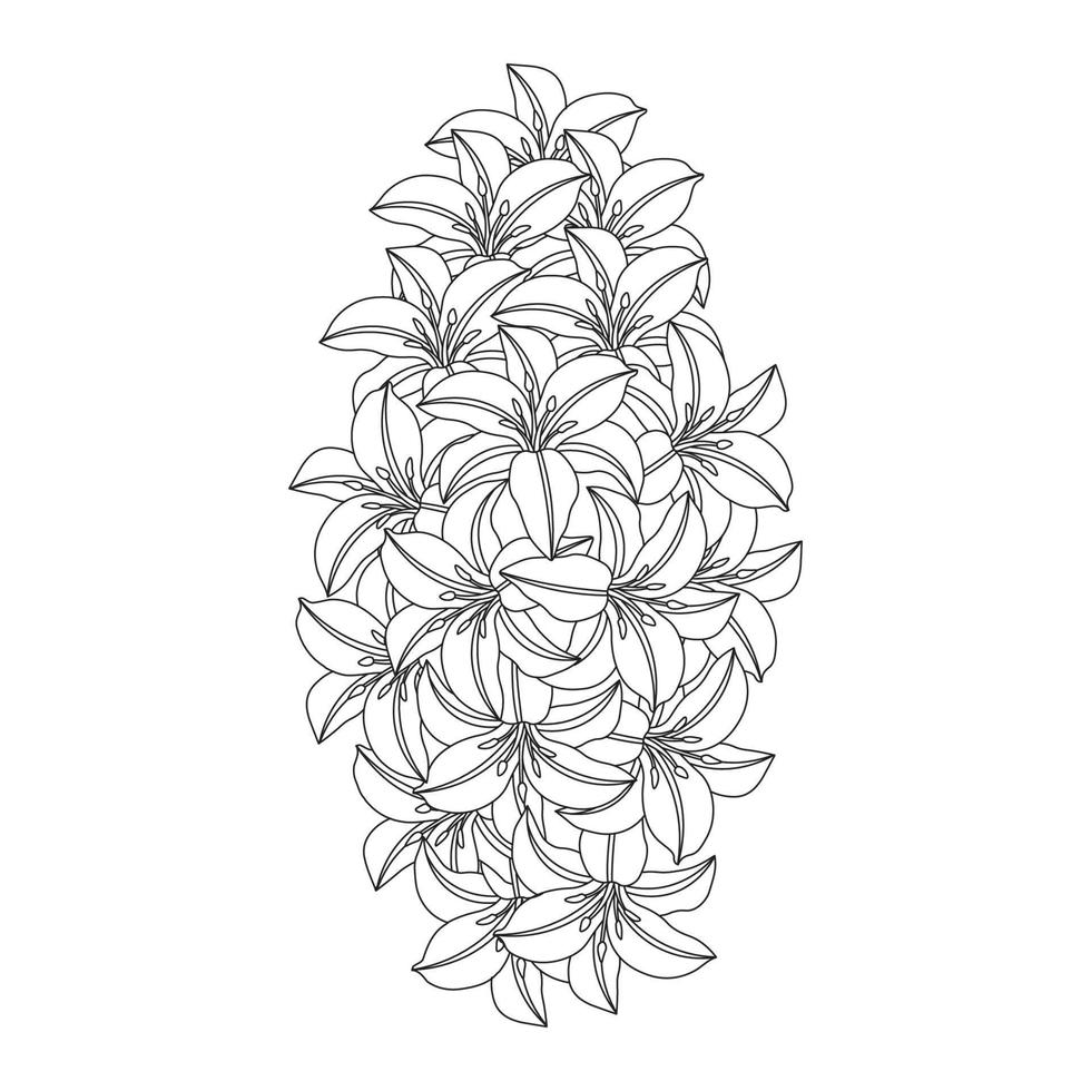 lily flower and lilium flower coloring page outline decorative line art vector graphics