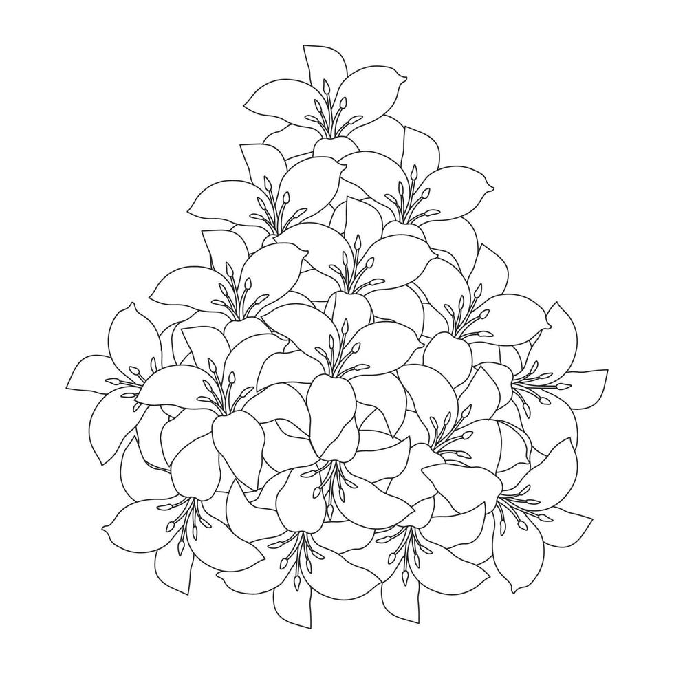 lily flower and lilium flower coloring page outline decorative line art vector graphics