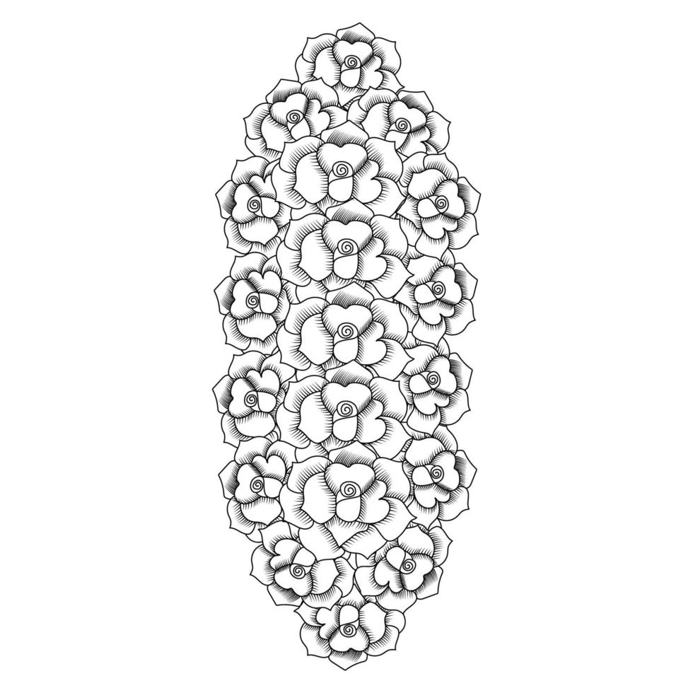 beautiful flowers coloring page with pencil sketch drawing detailed in vector graphic of line art
