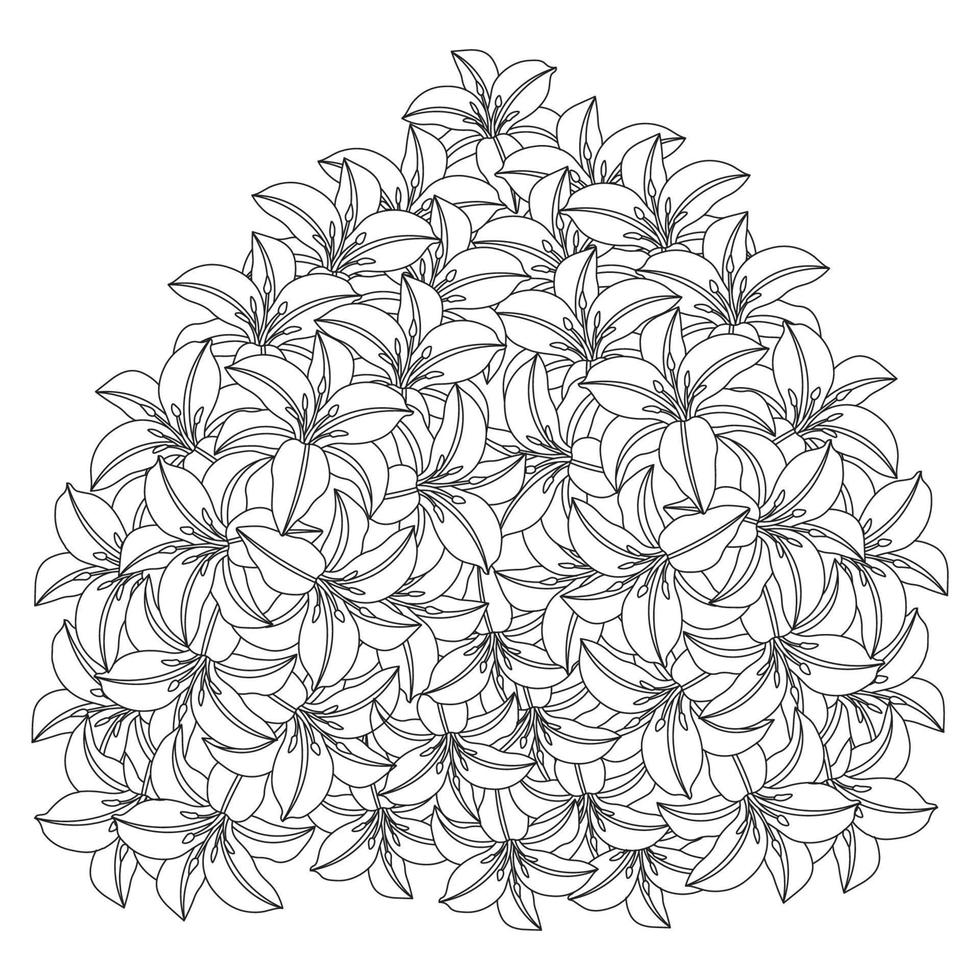 lily flower and lilium flower coloring page outline decorative line art vector graphics